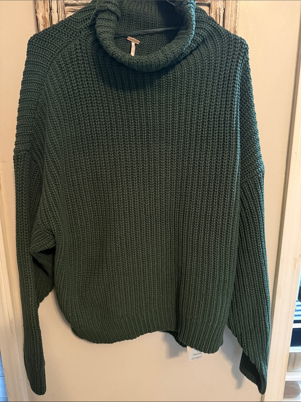 Free People Forest Green Chunky Cowl Neck Sweater